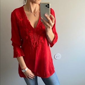 ***Johnny Was Embroidered Red Tunic***small